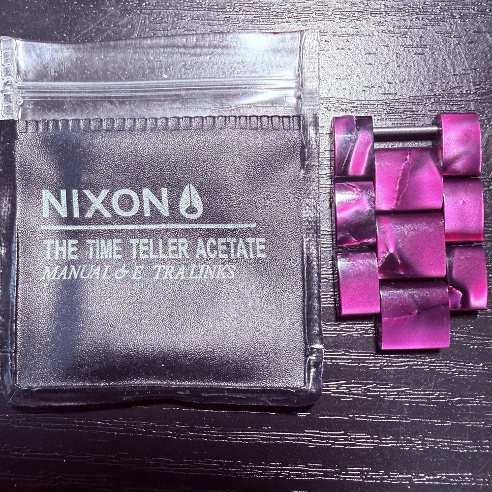 Nixon The Time Teller Acetate Purple Marble Watch Band Extra Links and Pin NEW